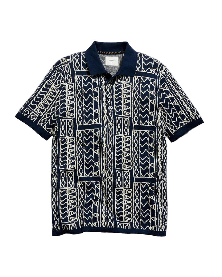 Geo Stitch Sweater Polo | Carbon Blue