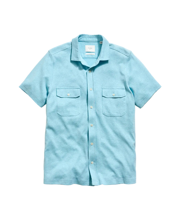Short Sleeve Hemp Cotton Knit Shirt | Sky Blue