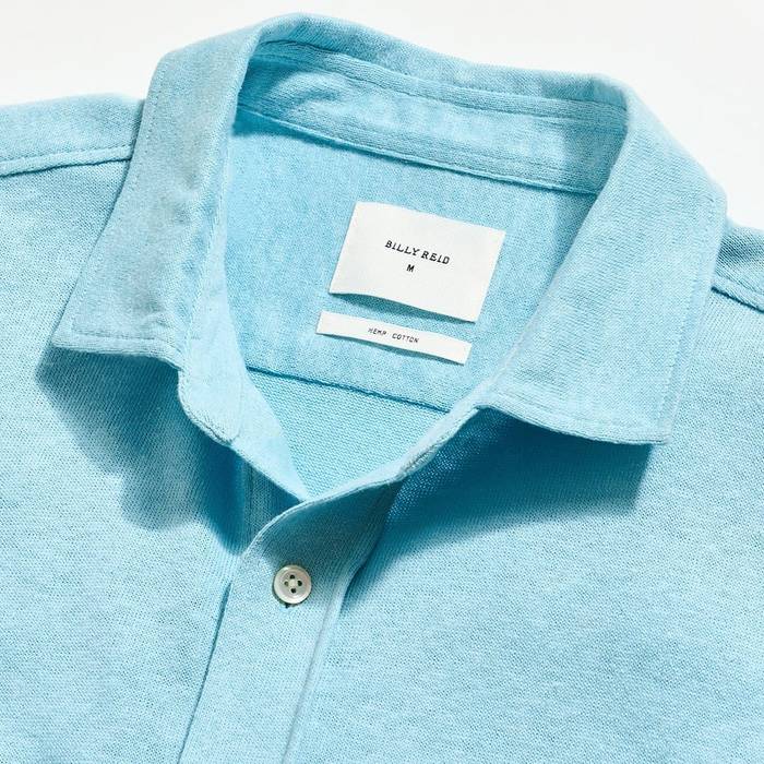 Short Sleeve Hemp Cotton Knit Shirt | Sky Blue