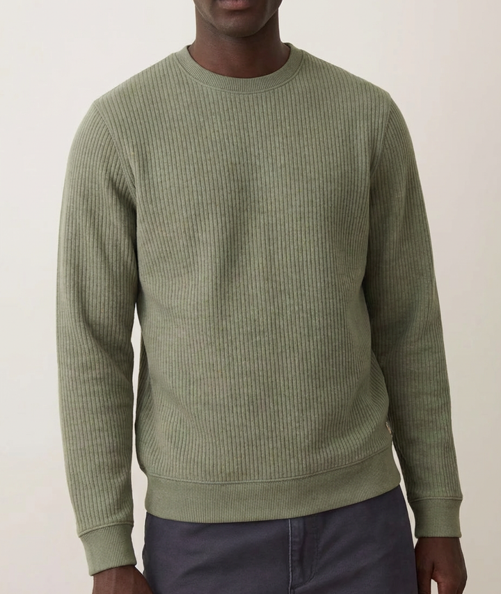 Corbet Quilted Crewneck | Dusty Olive Heather