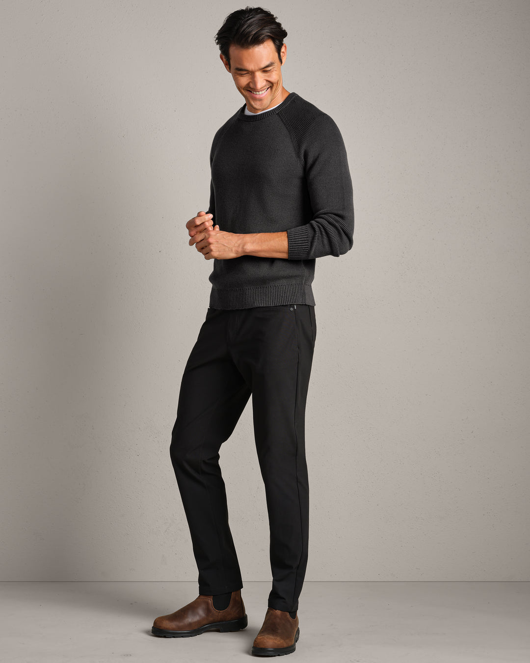 Rib Crewneck Sweater | Black