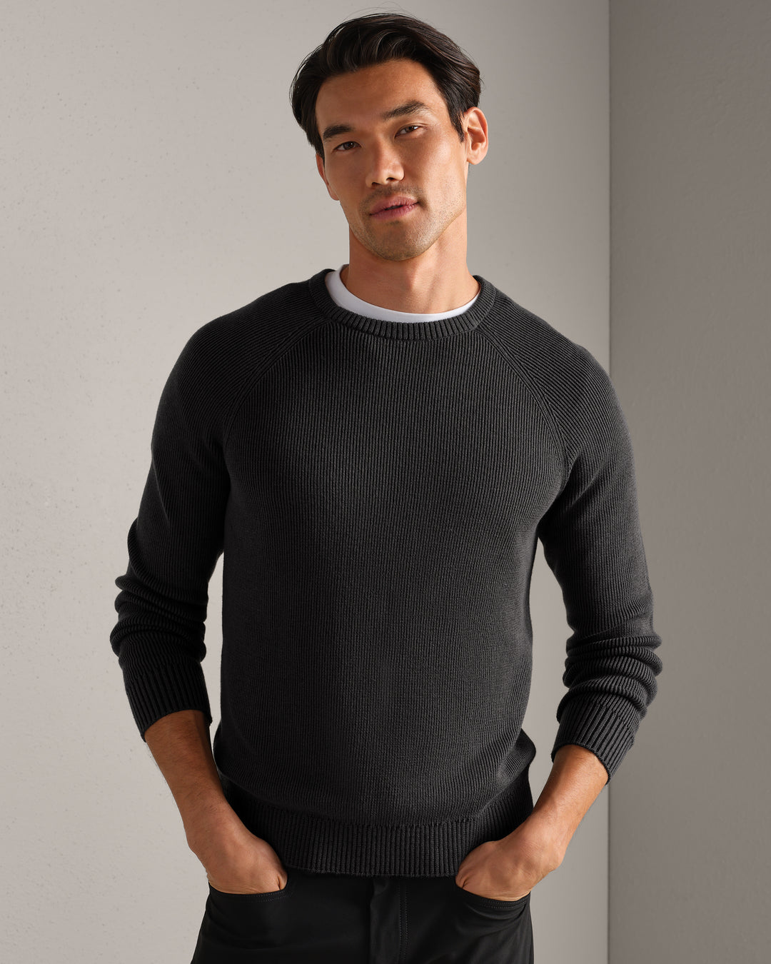 Rib Crewneck Sweater | Black