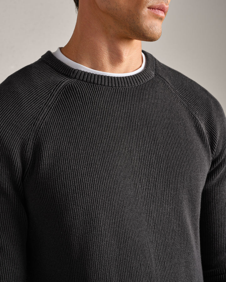 Rib Crewneck Sweater | Black
