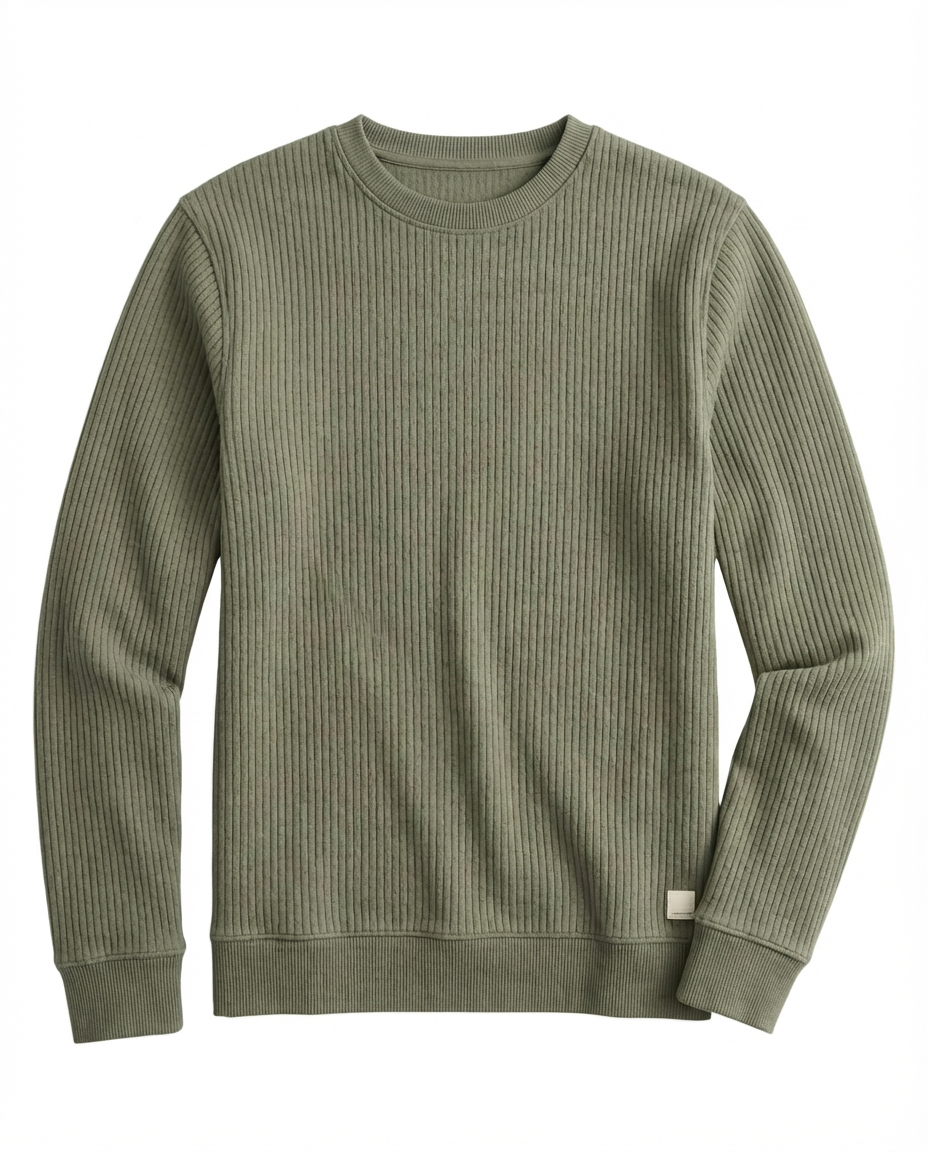 Corbet Quilted Crewneck | Dusty Olive Heather