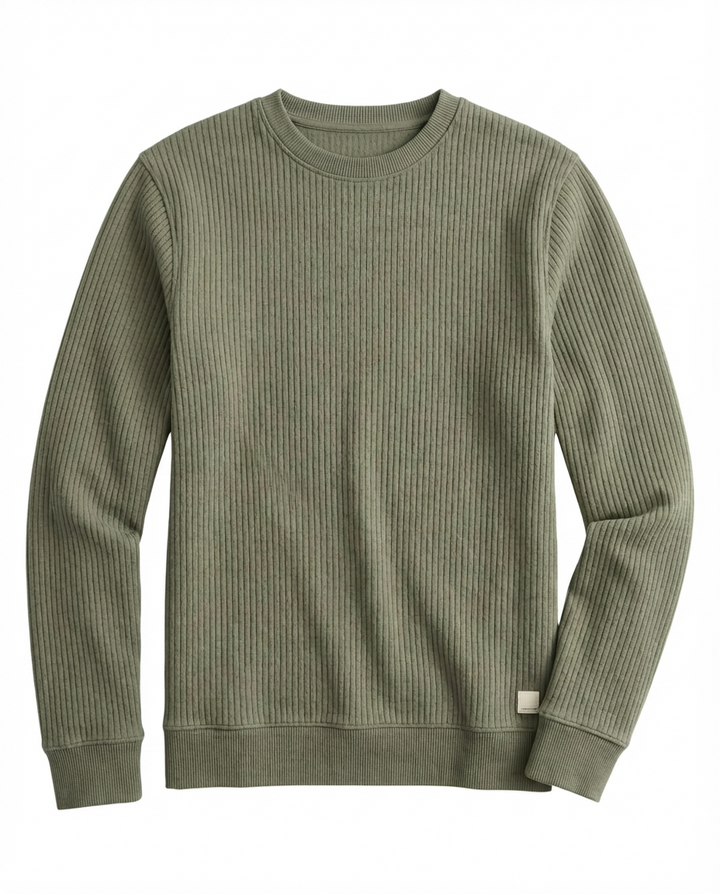 Corbet Quilted Crewneck | Dusty Olive Heather
