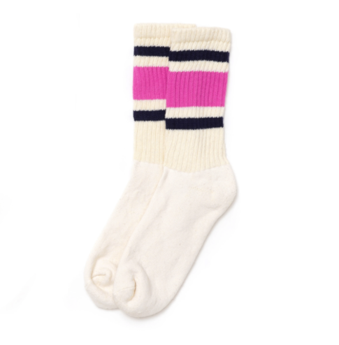 Retro Stripe Sock - Neon Pink/Navy