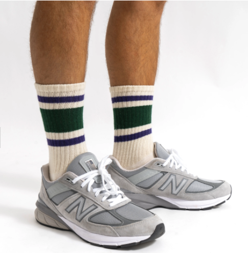 Retro Stripe Sock - Pine/Mulberry