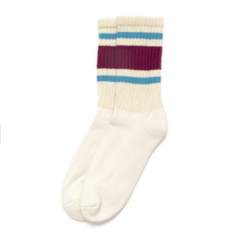 Retro Stripe Sock - Plum/Teal