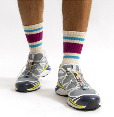 Retro Stripe Sock - Plum/Teal