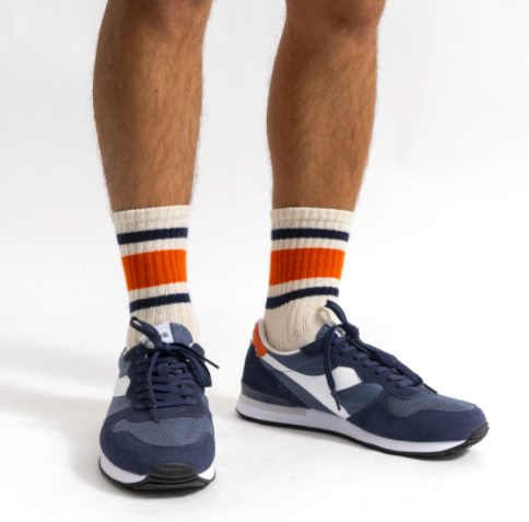 Retro Stripe Sock - Navy/Orange